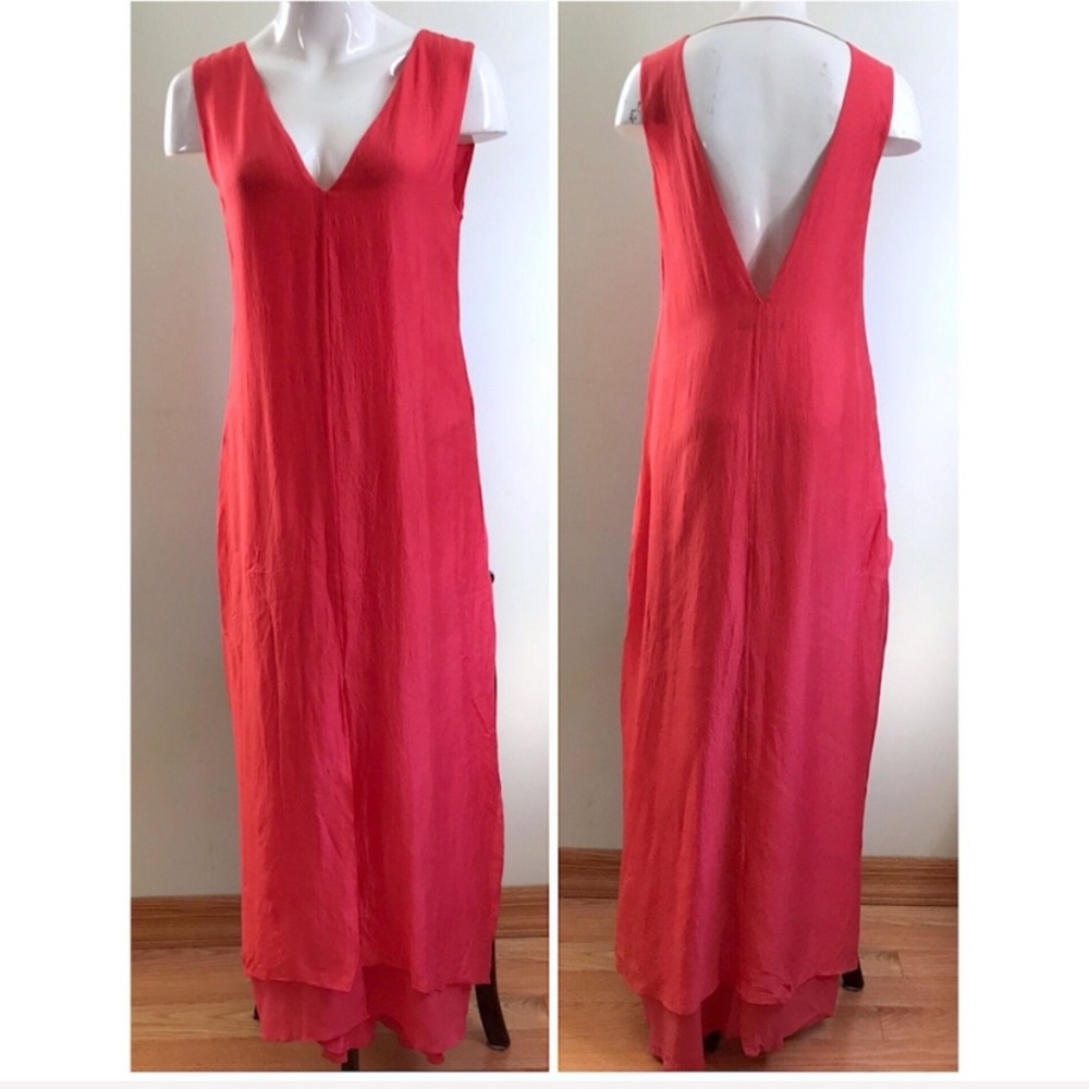 BCBGMaxAzria Runway Dress Bright Coral Pink Small
